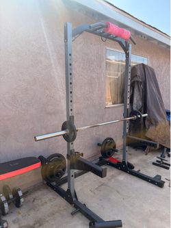 Weight set with bench and bar