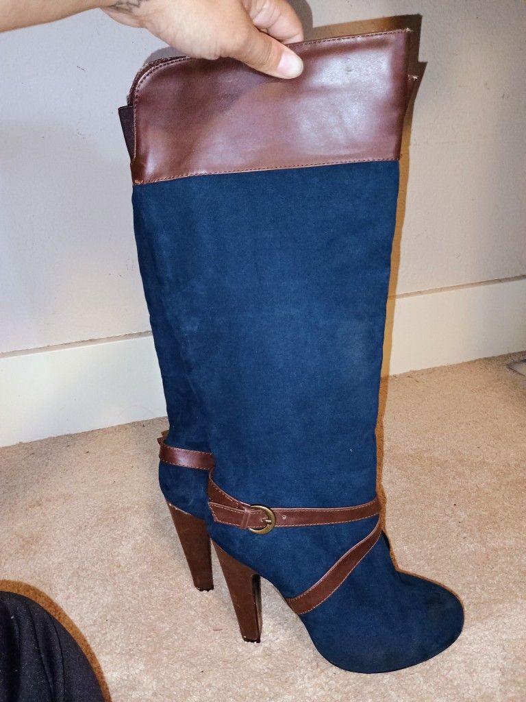 Blue And Brown Boots