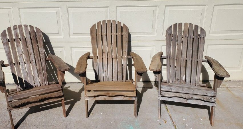 3 Folding Adirondack Patio Chairs 