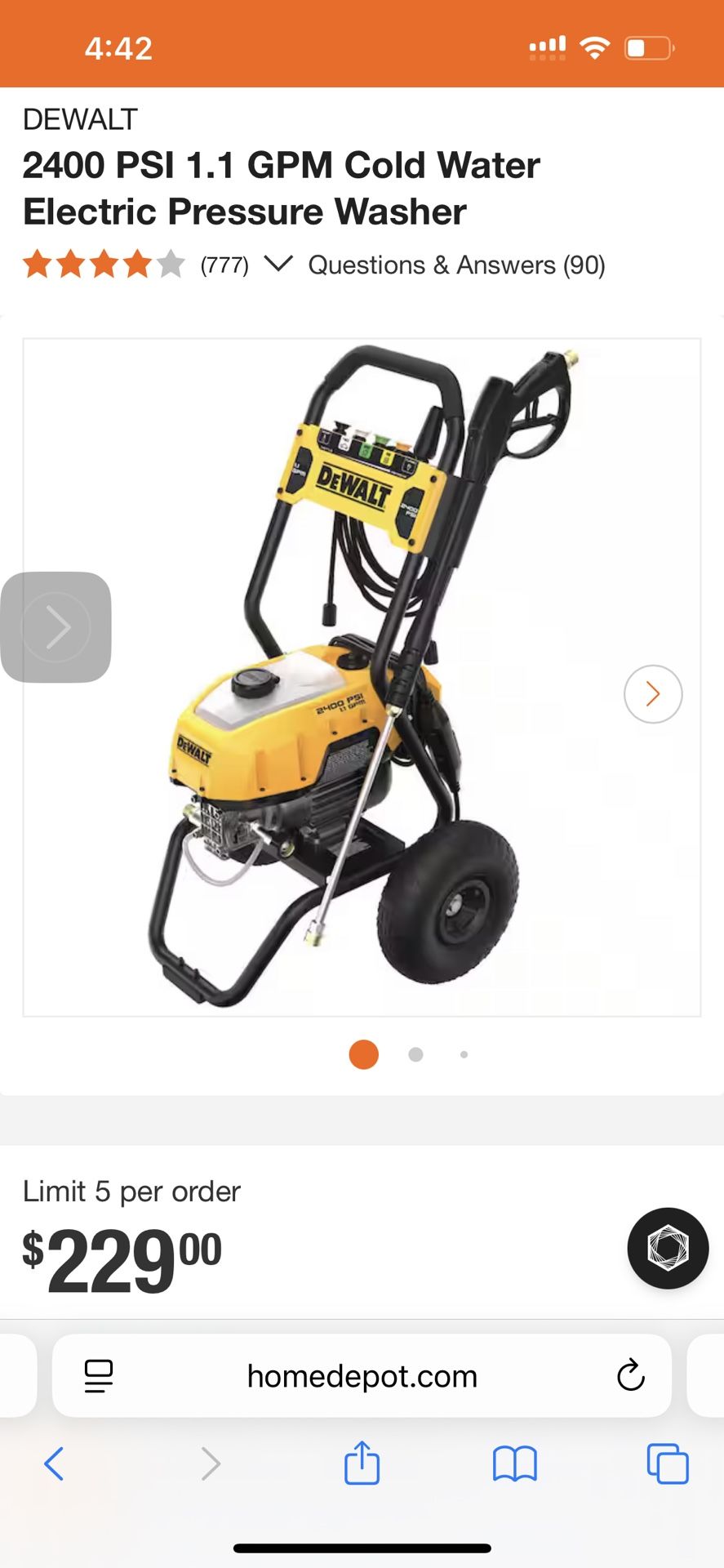 New In Box Dewalt DWPW 2400 Pressure Washer Electric