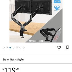 Dual Monitor Desk Mount For 2 Computer 