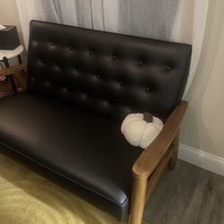 Leather Black Bench 