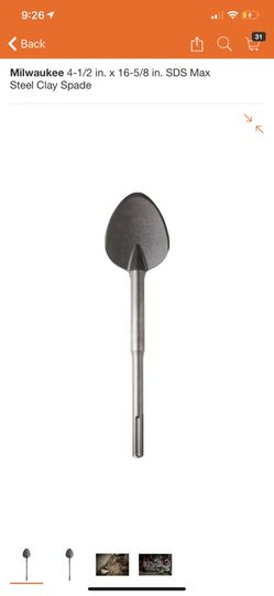 Milwaukee SDS Max Clay Spade 4-1/4” x 16”