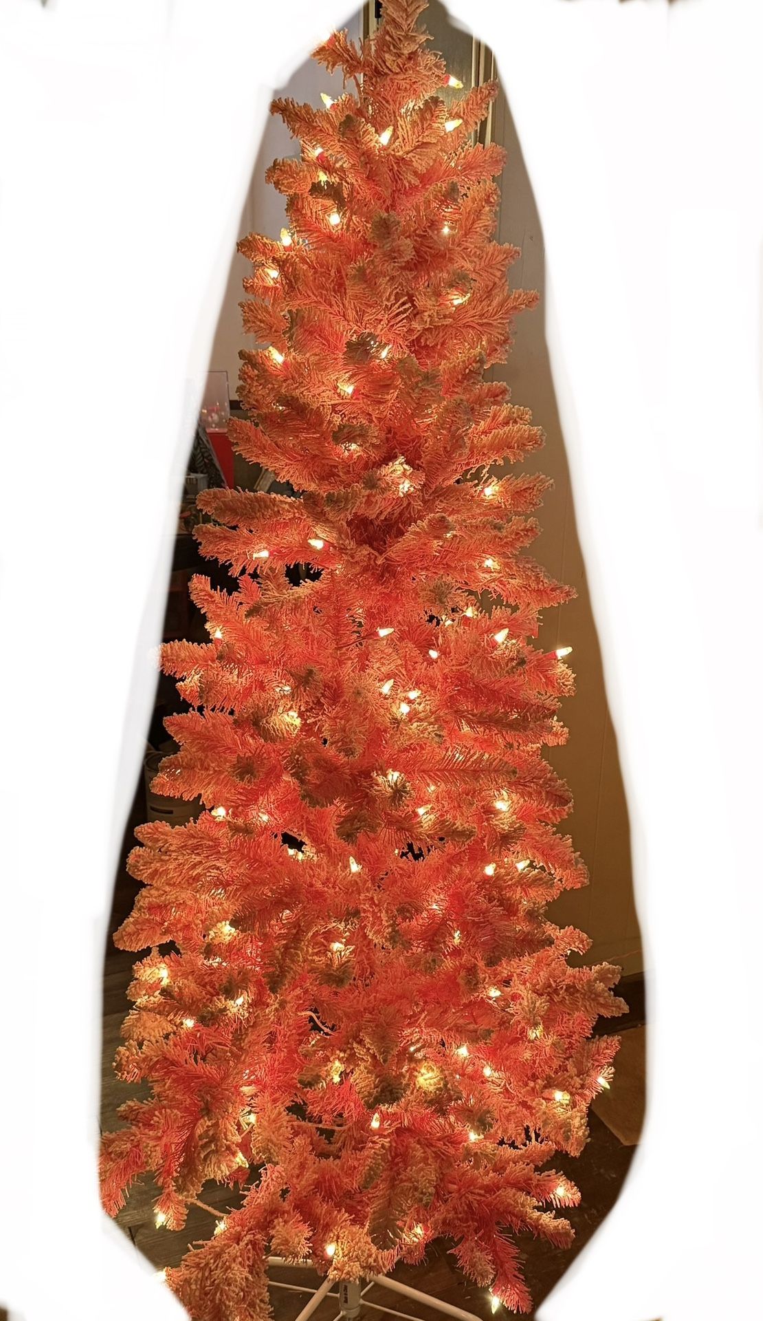 Pink 6.5 Ft Flocked Christmas Tree W/lights $50