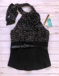 Black and White Polka Dot Halter Top