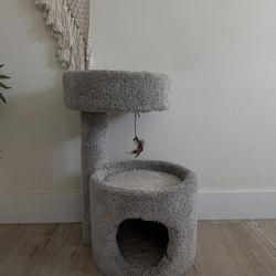 Modern Gray Cat Tower / Cat Tree – Condo + Perch