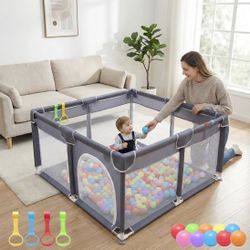 Orian Baby Playpen 50x50 Large Play Yard for Babies and Toddlers, Indoor Outdoor Playpen, Sturdy Baby Play Pen with Mesh Sides, Safe Baby Fence Play A