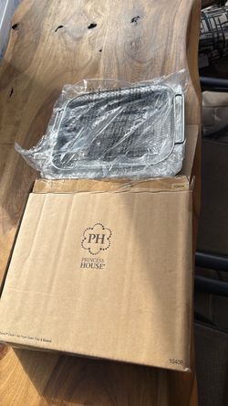 Princess House Vida Sana Cook+ Air Fryer Oven Tray & Basket Set, Silver 10406