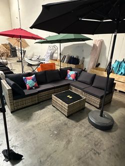 New 7 Pieces Wicker Outdoor Patio Furniture set Sectional Sofa Set ottoman table