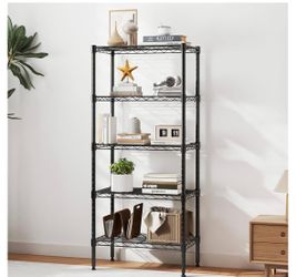 5-Tier Metal Wire Storage Shelf Rack 60” Tall Heavy Duty Black Organizer Unit
