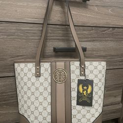 Brand New Designer Tote With Gold Accent.