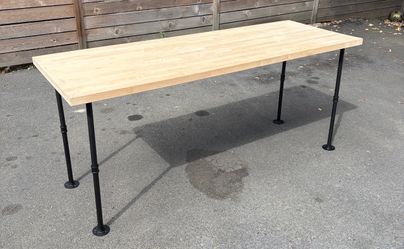 Butcher Block Table with Black Pipe Legs