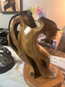 Hand Carved. Wood. Horses Collectible 
