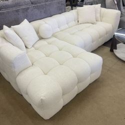 Brooklyn Ivory Boucle LAF Chaise Sectional /Comfy Sectional Sofá Cómodo