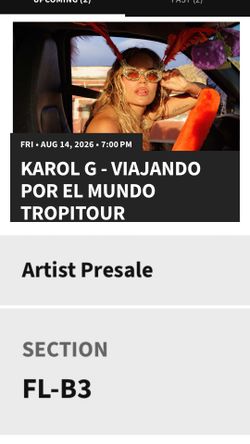 Karol G “Viajando Por El Mundo” Concert Tickets