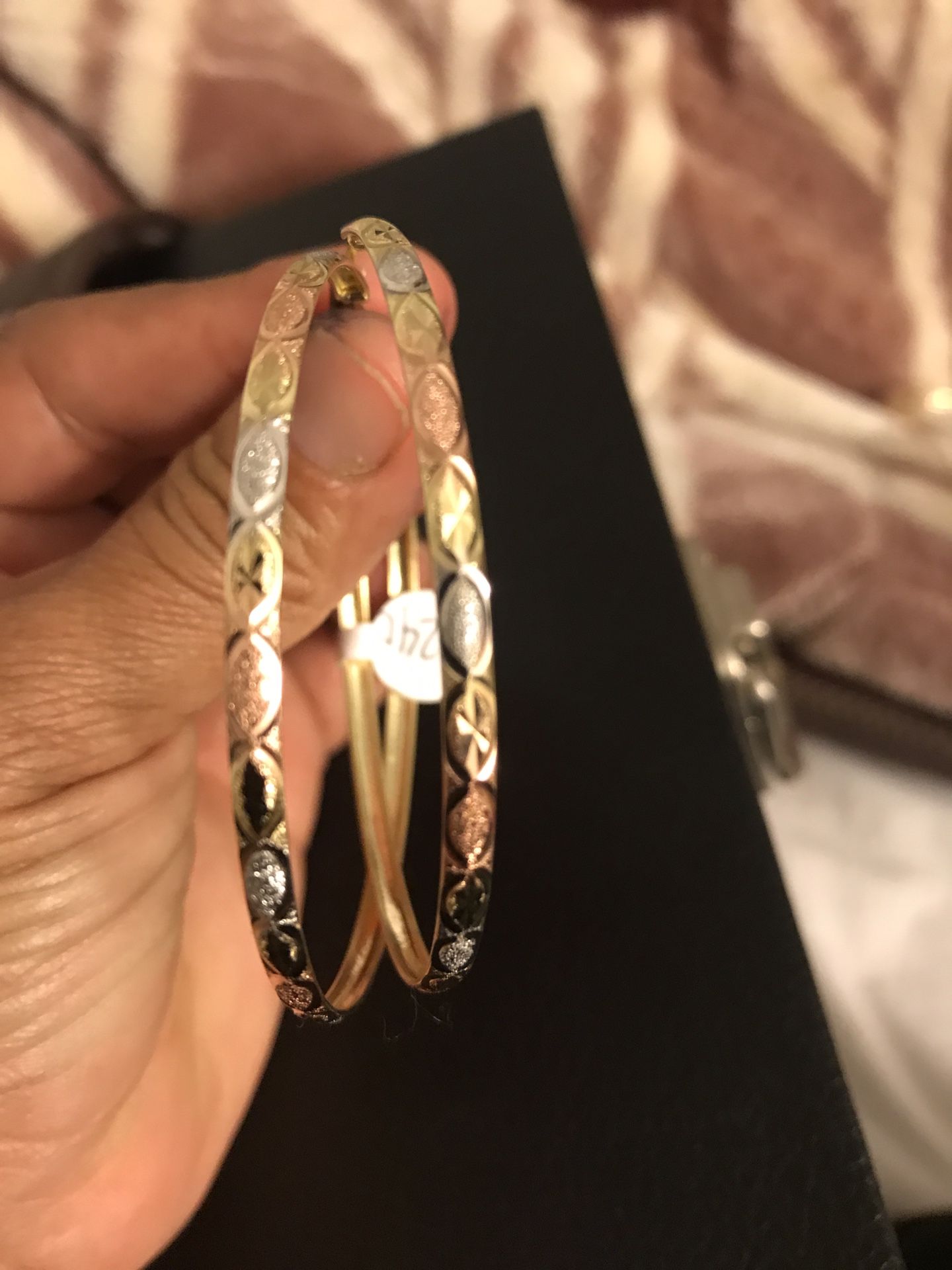 Arracadas de 3 colores en oro de 14k diferentes precios