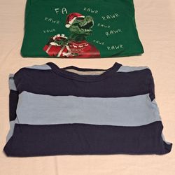 Boys Tops Size 6 7 6/7 Long Sleeve T-Shirts Bundle Christmas  Stripes