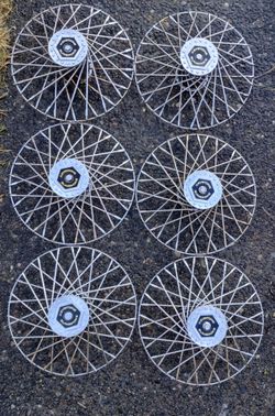 Vintage Keystone Sunspoke chrome wire wheel baskets, 6 total,12"