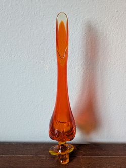Vintage Viking Glass Persimmon 3 Toed Drape Swung Vase