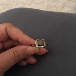 Real 925 Sterling Silver Black Natural Gemstone Ring Size 8