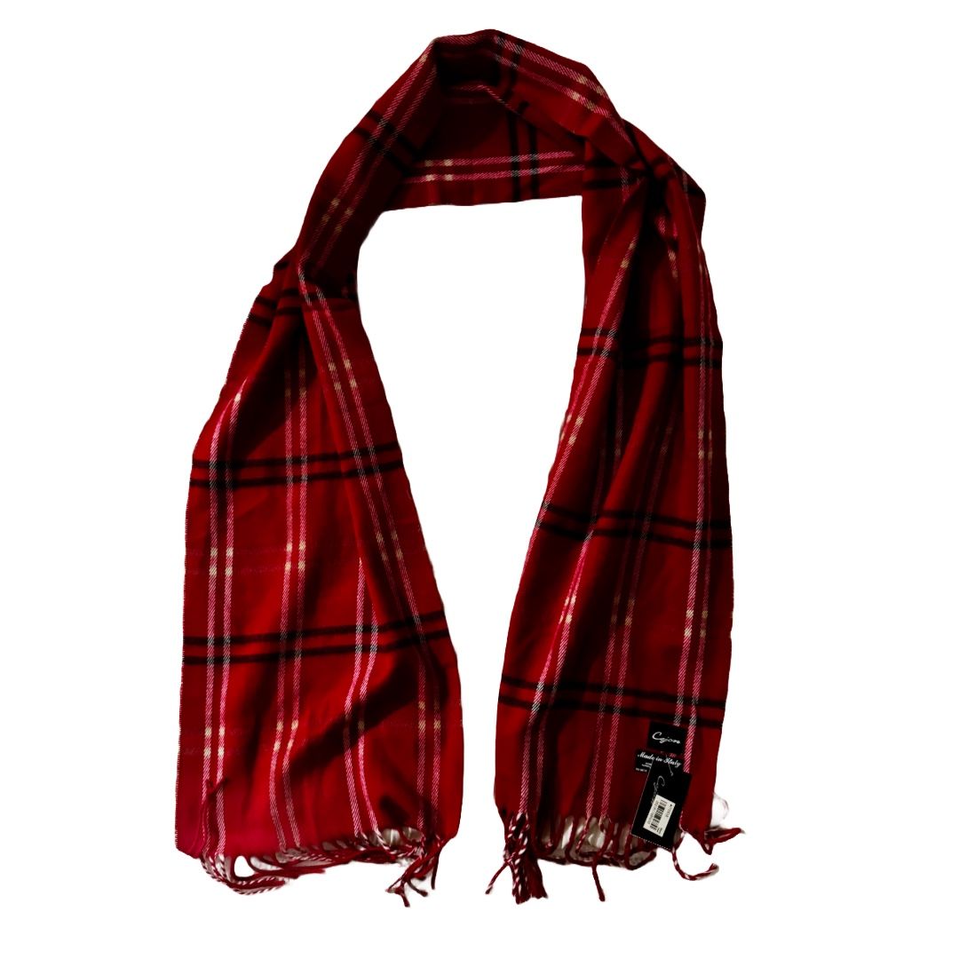 CEJON RED, WHITE AND BLACK PLAID DESIGN WOMEN'S SCARF MADE IN ITALY MACY'S NWT