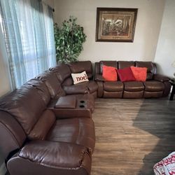 Comfy Leather Recliner Sofa 