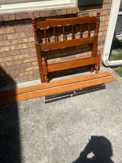 Twin bed frame wood head and footboard