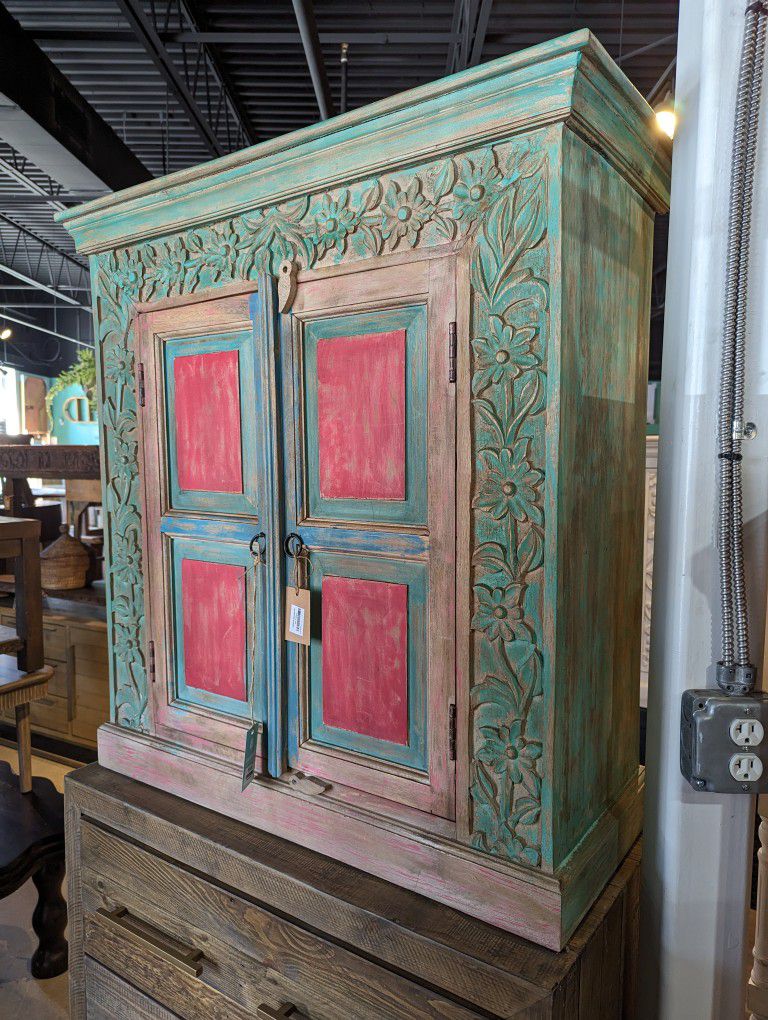 Imported Two Door Carved Cabinet