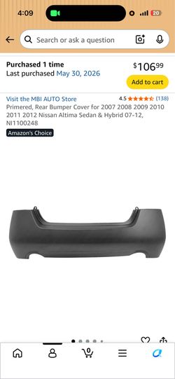 nissan altima 2012 bumper