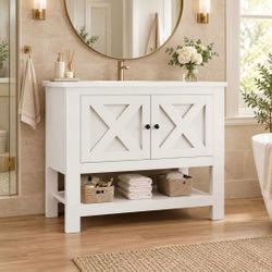 35 Inch Bathroom Vanity(sink not included) Farmhouse Bathroom Vanity with Storage