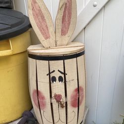 Easter Decorator Wood Barrel For Your Porch Or Yard 