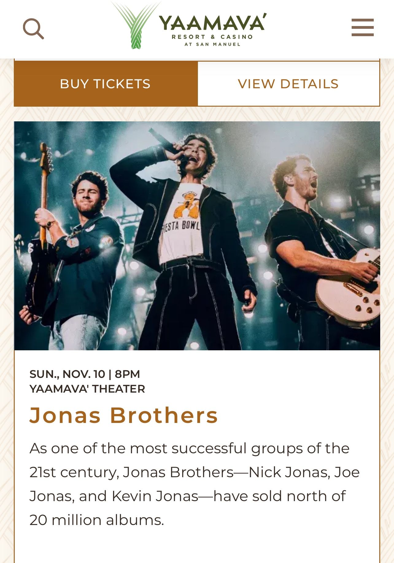 Jonas Brothers Concert Yaamava