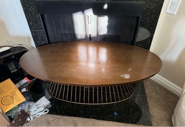 Oval Coffee Table with Metal Base