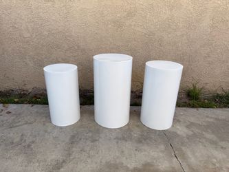 NEW Round Cylinder Pedestal Stands Set Of 3 for Cake Dessert, Flower, & Ornament *SEE PHOTOS*