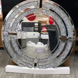 New 36” Round Mirror Encrusted Diamonds 