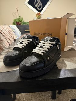 Black Leather LV Trainer Sneaker EU 41 Men’s US 8 