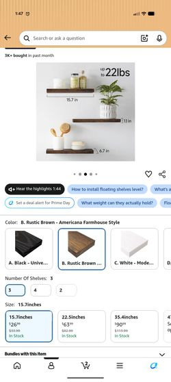 Set of 3 floating shelves