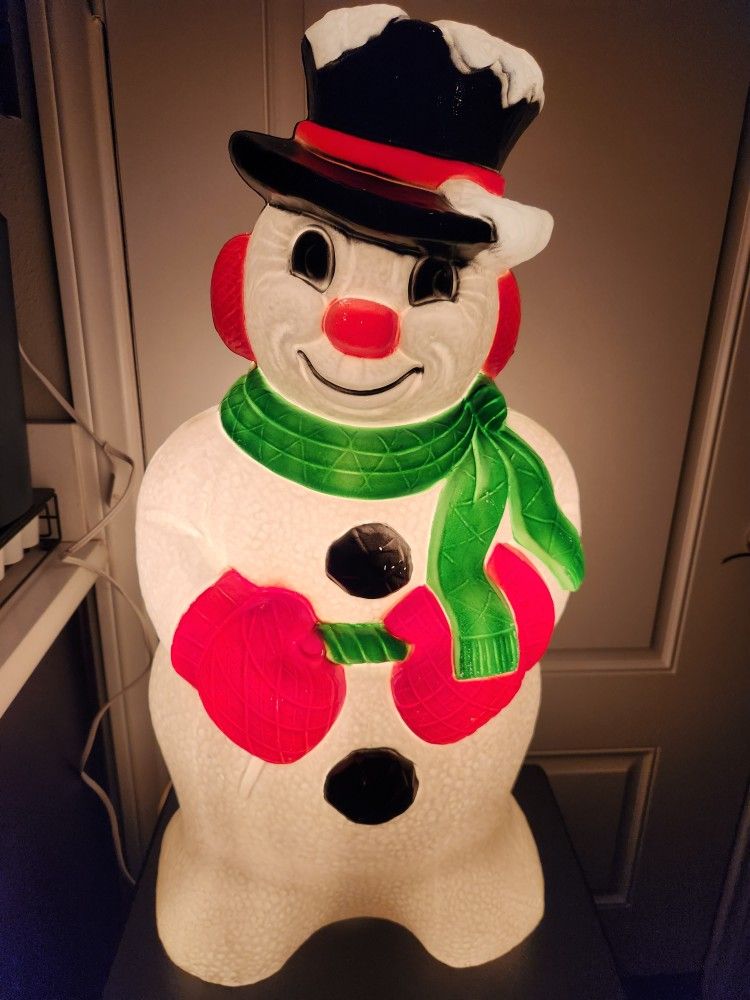 Vintage Green Scarf Christmas Snow Man