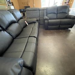 Dual reclining Bonded Leather sofa and loveseat