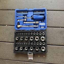 Kobalt 64-Piece Standard (SAE) and Metric Polished Chrome Mechanics Tool Set with Hard Case