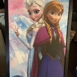 25x35. Frozen. pix with wooden frame  great for the room 