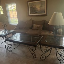 Coffee Table, End Tables, Lamps For Sale