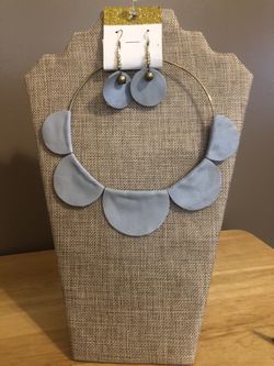 Handmade leather necklace and earring set