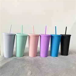 22oz Matte Acrylic Pastel Tumbler| Includes lid and matching color straw| Blank Customizable Tumbler
