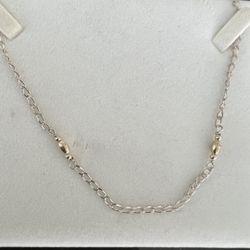 Fashion Necklace Chain,925 Sterling Silver,Two Tone Color Gold And Silver ,24” Long,9.42 Grams, 3 Mm. Perfect Condition.