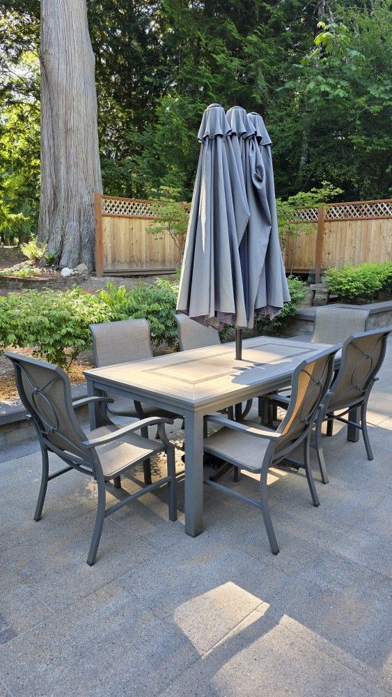 8 Piece Patio Set - With Extra Large Folding Umbrella