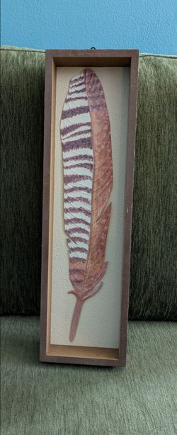 Fall Home Interior Wall Decor Metal Feather Wood Plaque 15.75”x 5.5”x 1.75” by Ashland
