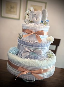 New Baby Boy Elephant Diaper Cake 