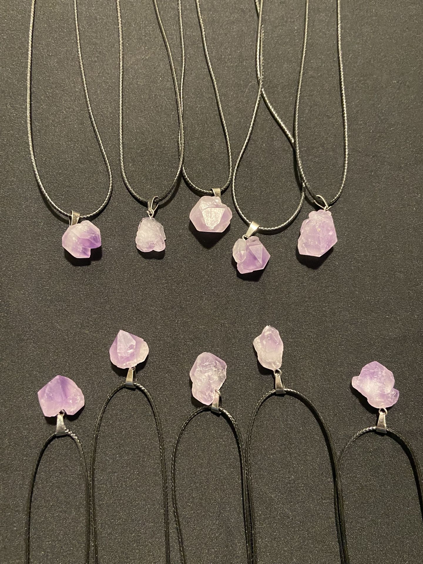 10 Random Not From Image Amethyst Purple Quartz 1/2 Inch Pendants With Small Necklace
