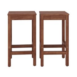 Set of 2 Bar Stool, Teak Color